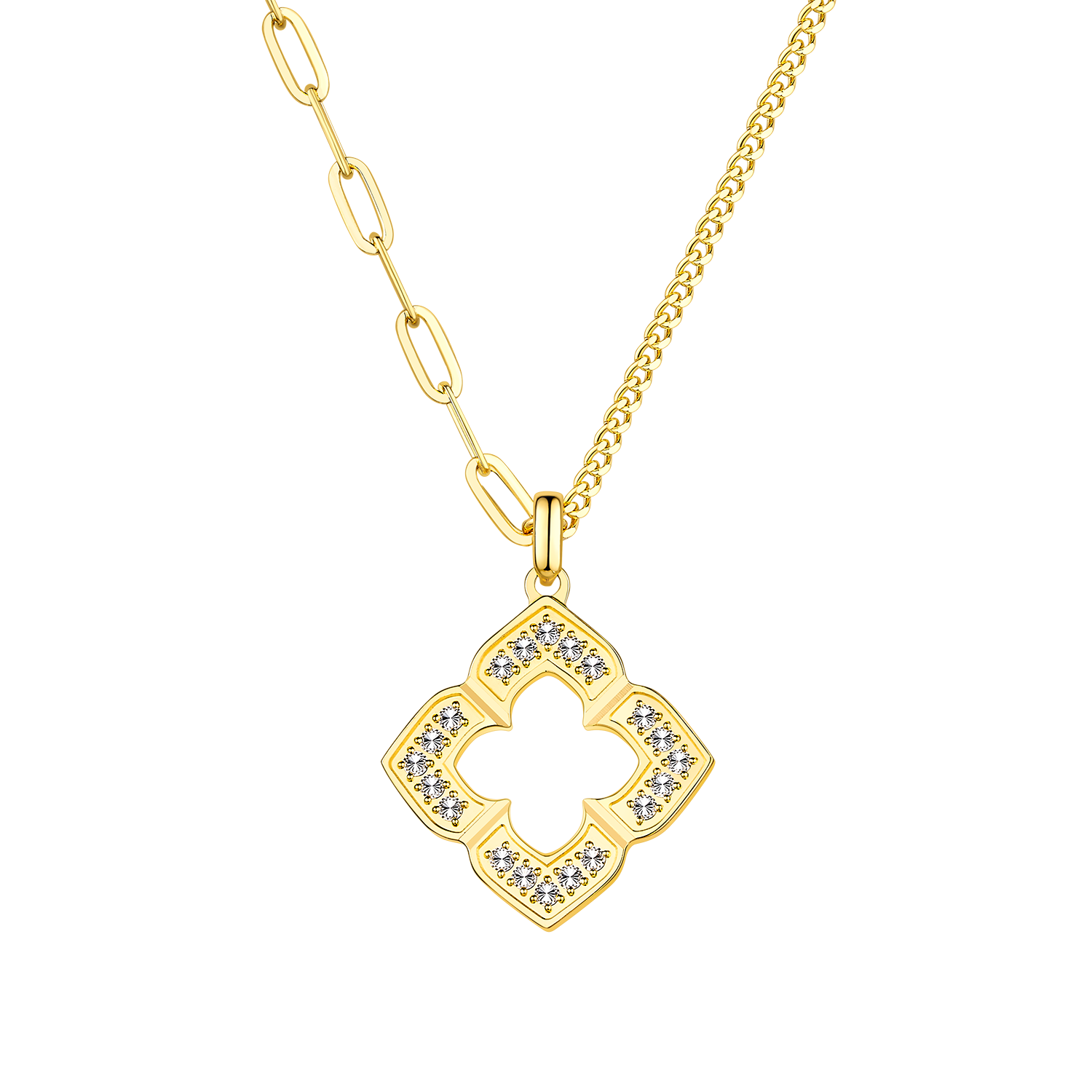 Illusion Diamond Sparkle "Shining Beauty” Gold Necklace