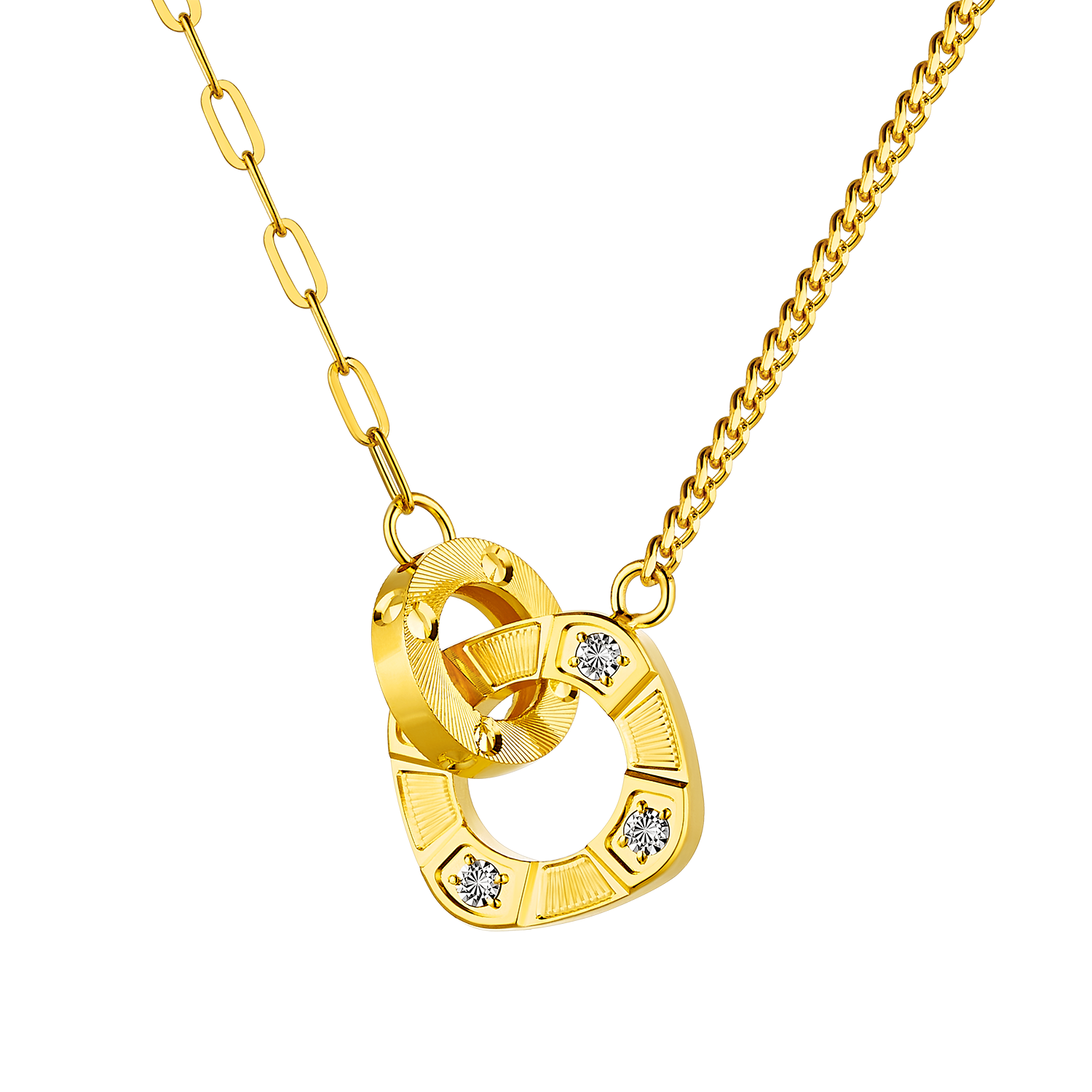 Illusion Diamond Sparkle "Cool Dating” Gold Necklace
