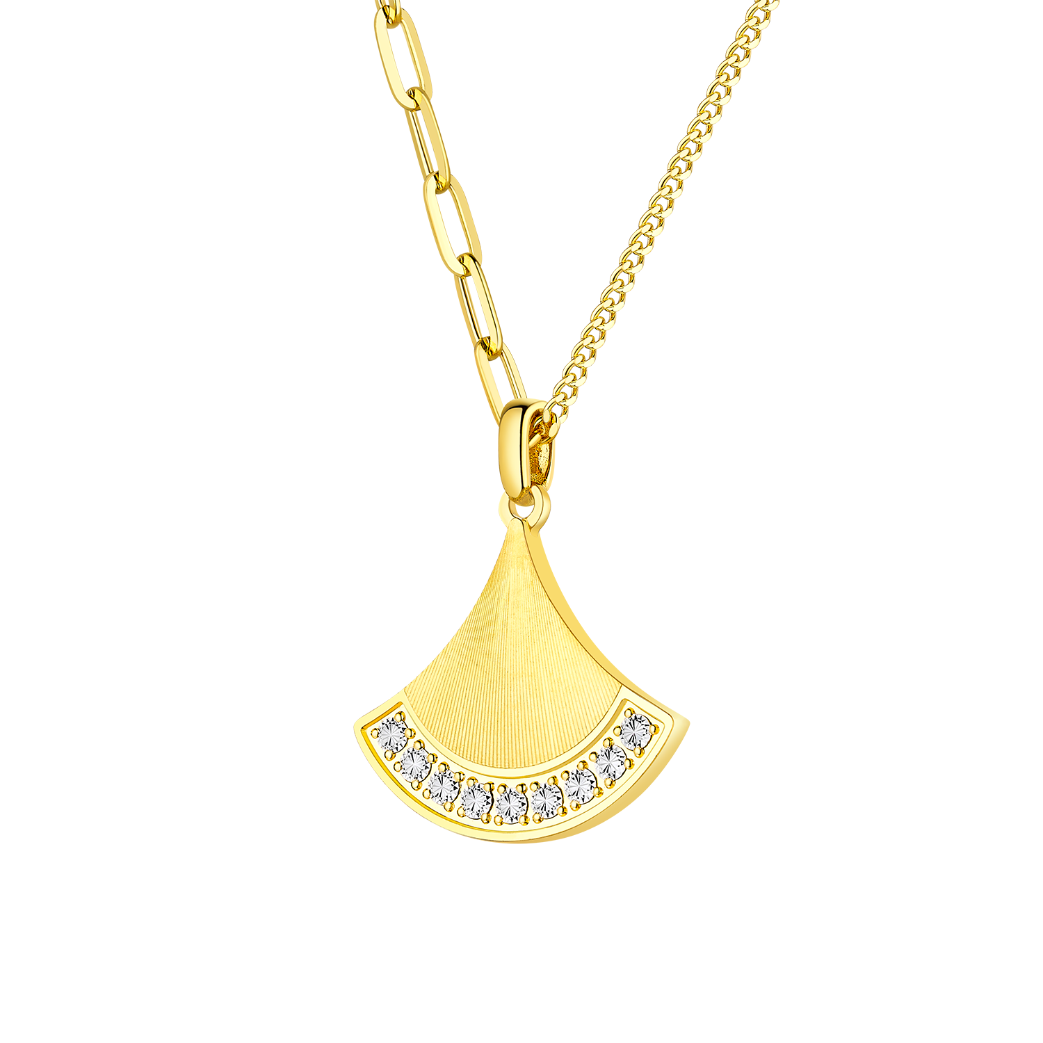 Illusion Diamond Sparkle "Lucky Dance Skirt” Gold Necklace