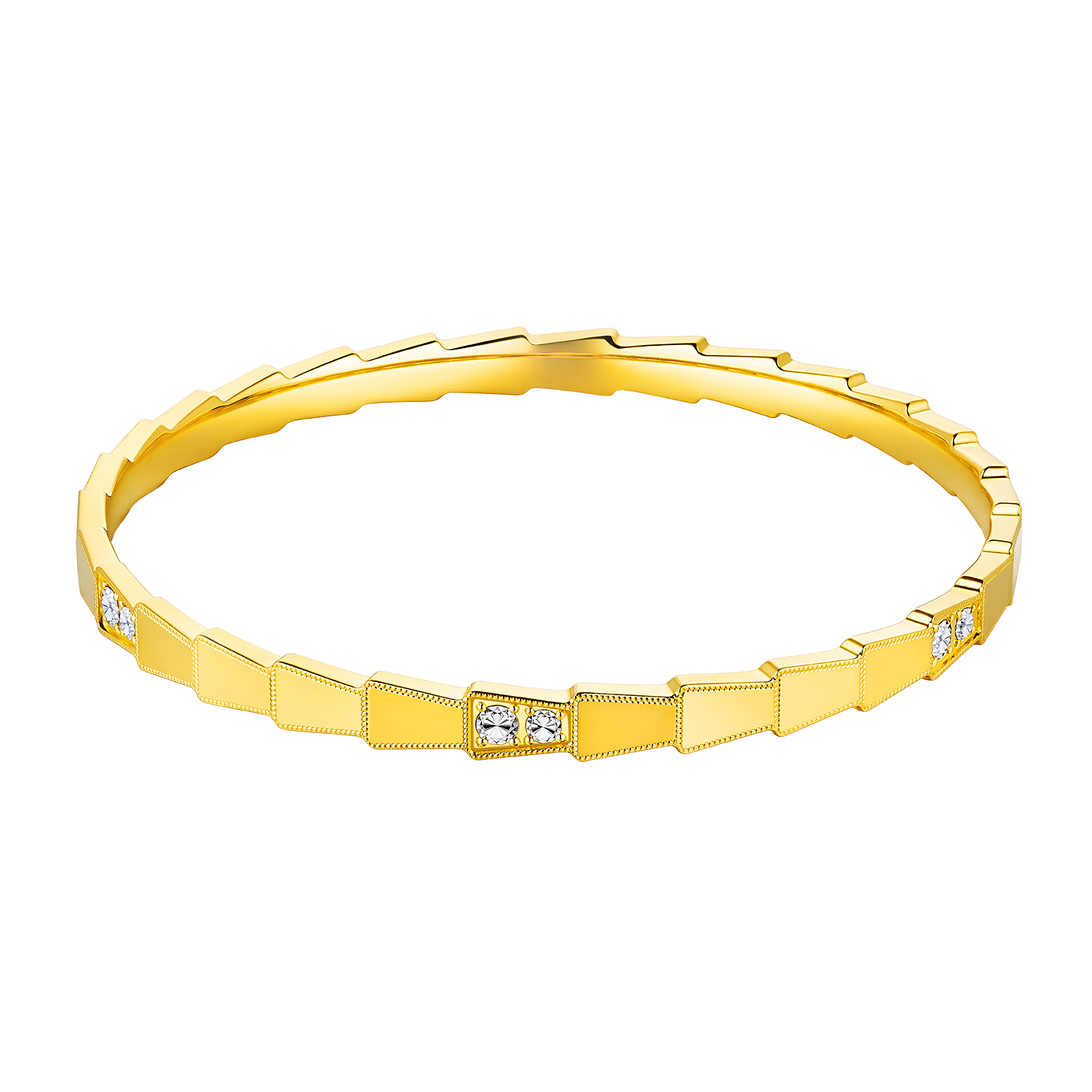 Illusion Diamond Sparkle "Charm Snake” Gold Bracelet