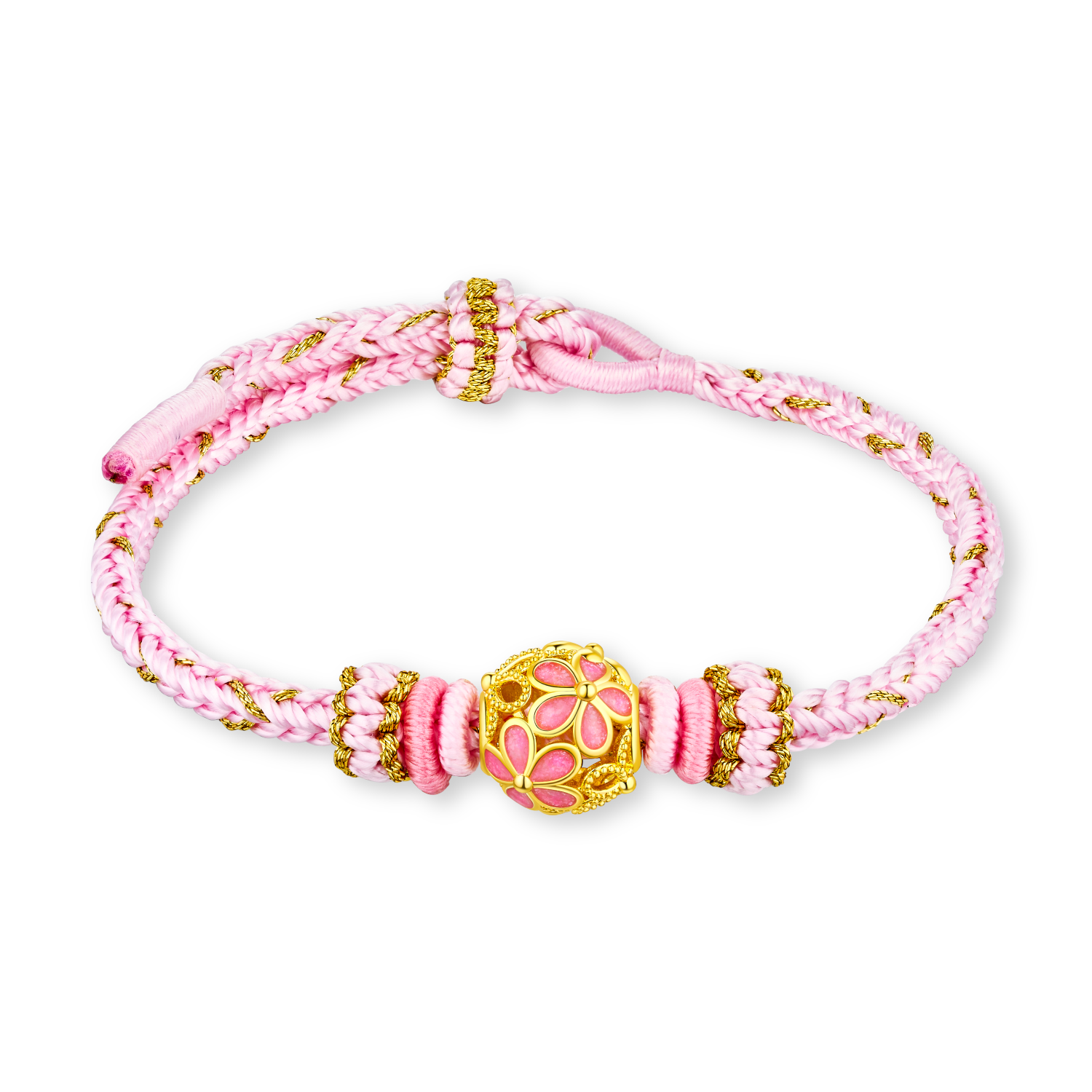 “Lucky Flower Bell” Gold Charm Bracelet