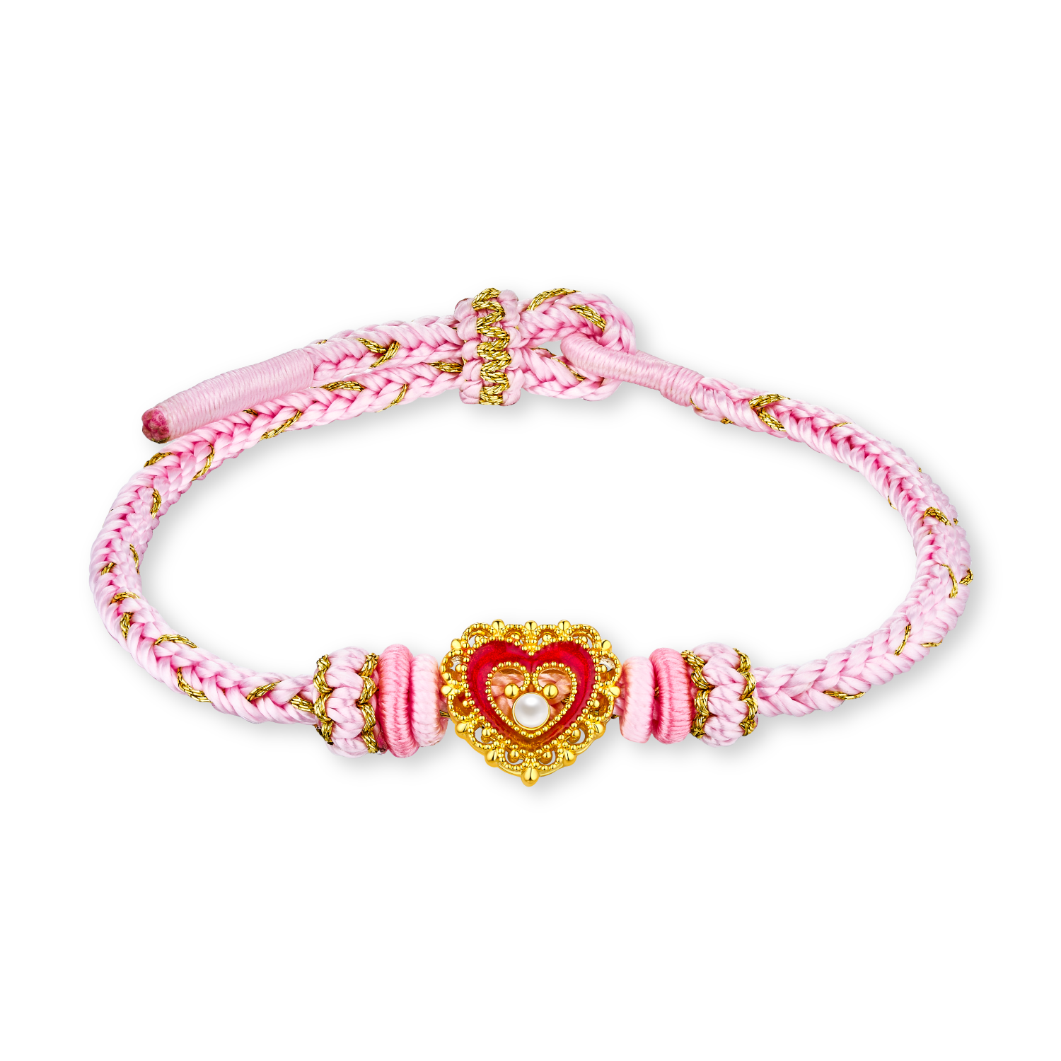 “Romantic Treasure” Gold Charm Bracelet with Pearl
