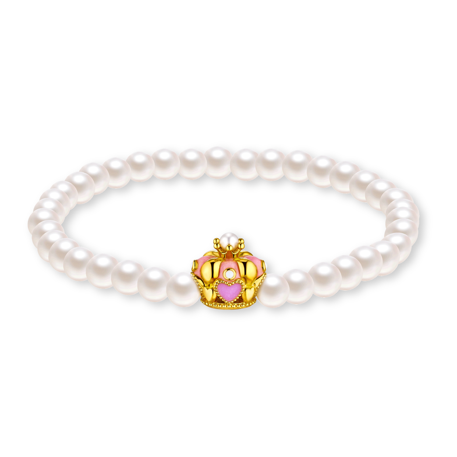 “Heartbeat Queen” Pearl with Gold Charm Bracelet 