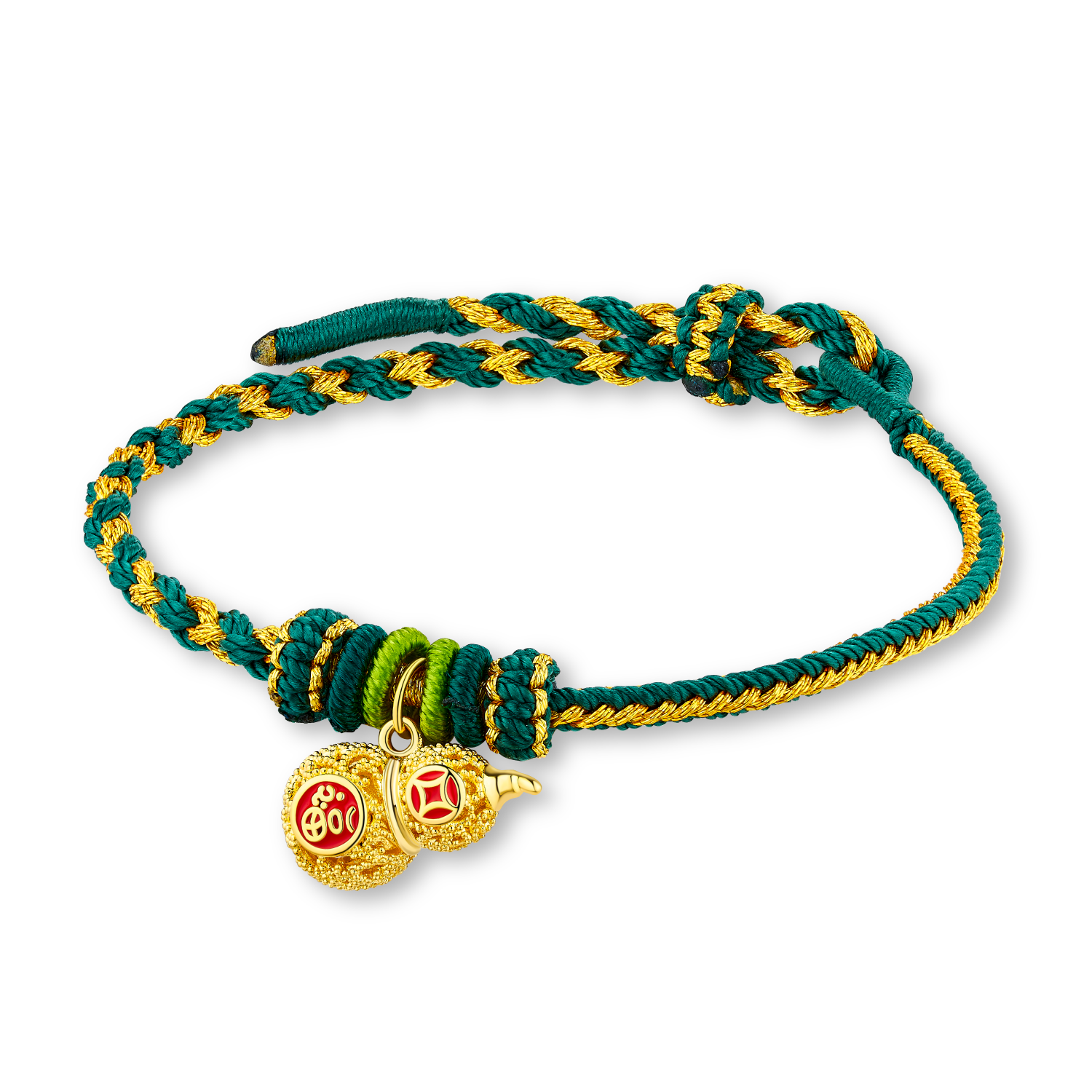 “Lucky and Wealth” Gold Charm Bracelet 