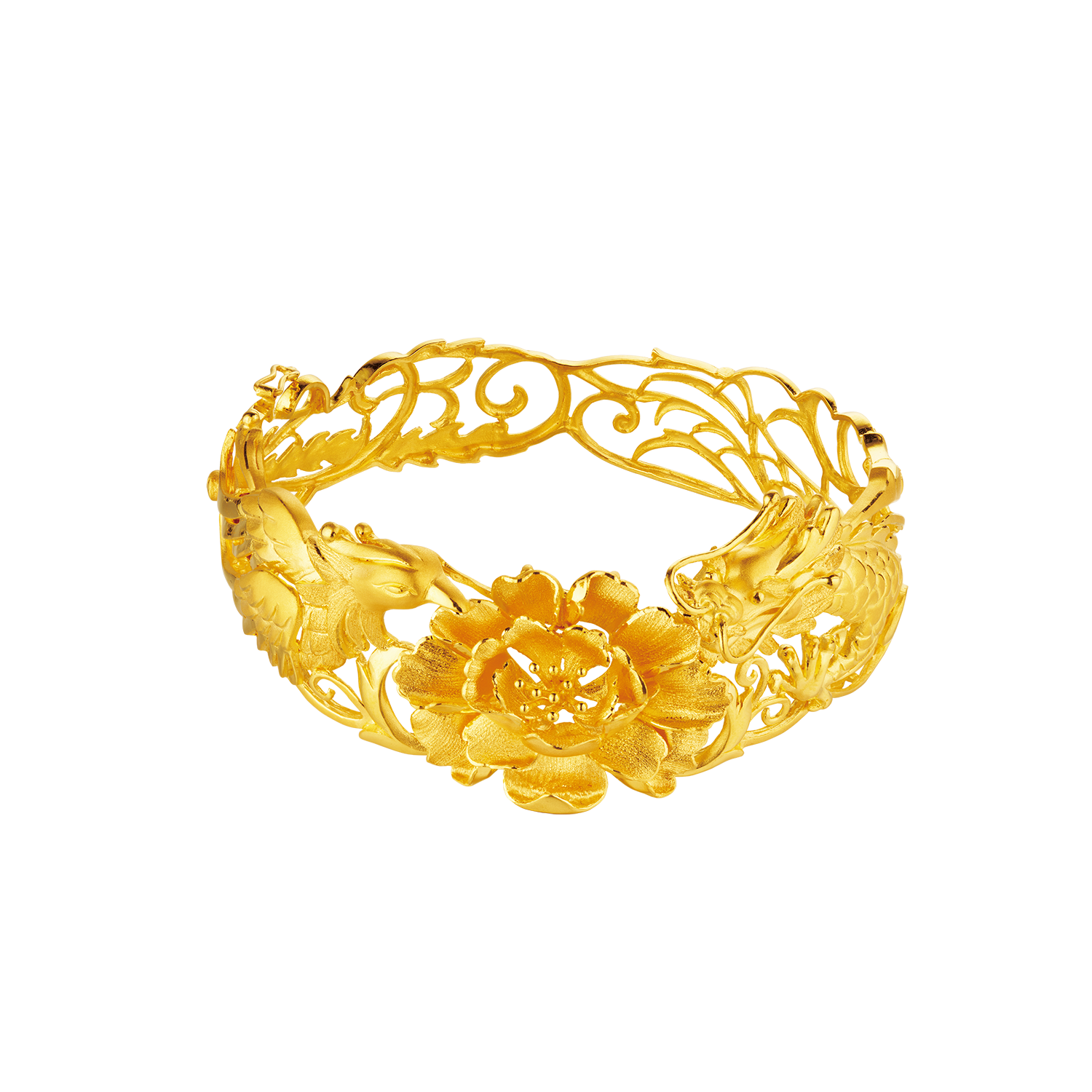 Beloved Collection "Prosperous Dragon and Phoenix" Gold Bangle