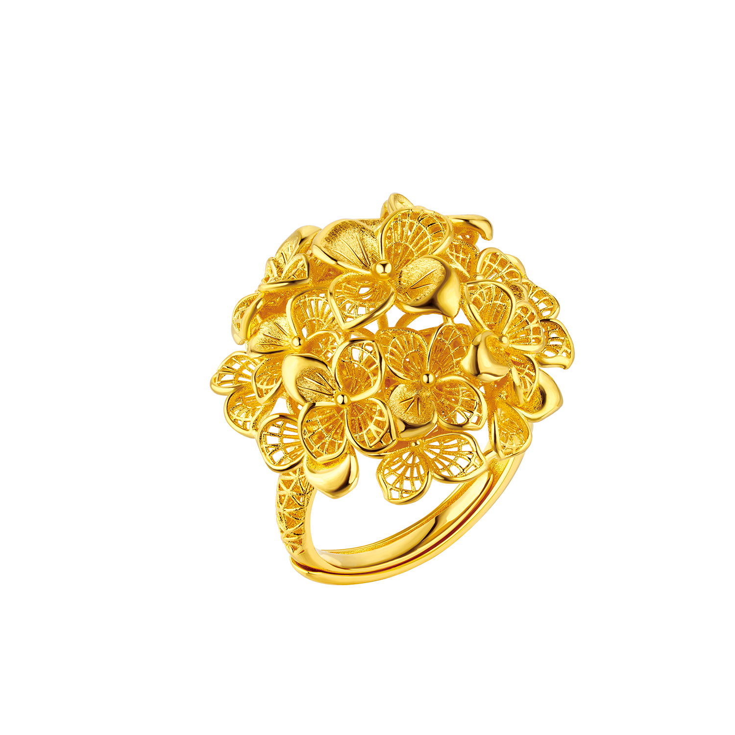 Beloved Collection "Blissful Hydrangea" Gold Ring