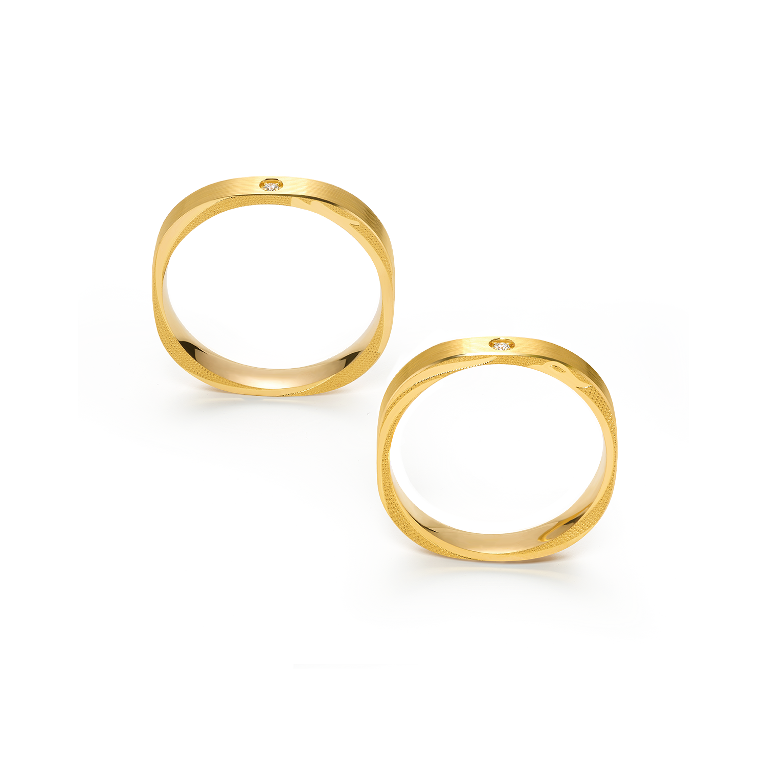 Goldstyle•X "Well-matched Couple" Gold Diamond Wedding Rings