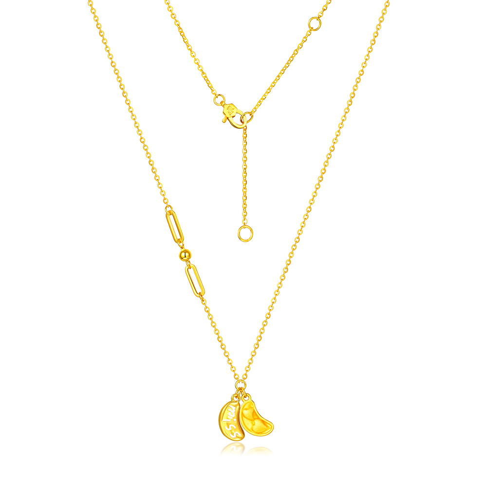 天天爱上新光影金"相思甜心豆"足金项链