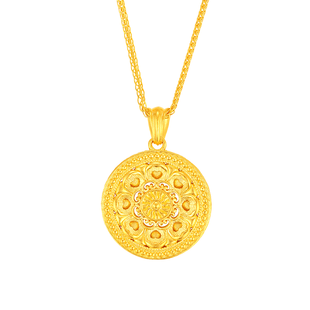 天天爱上新福满传家"莲颂如意"足金钻石项链