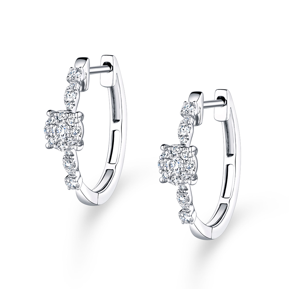 天天爱上新"凝光"18K金钻石耳环