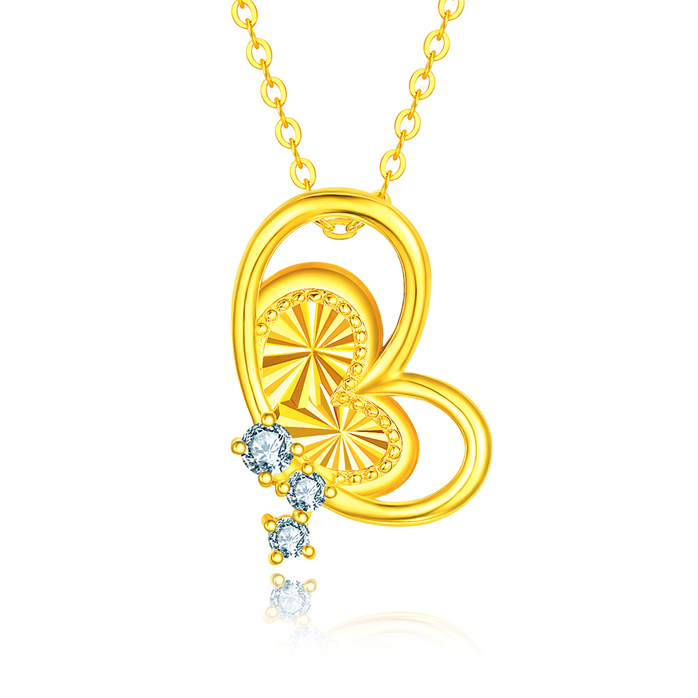 天天爱上新Goldstyle•X"蝶舞星光"足金钻石项链