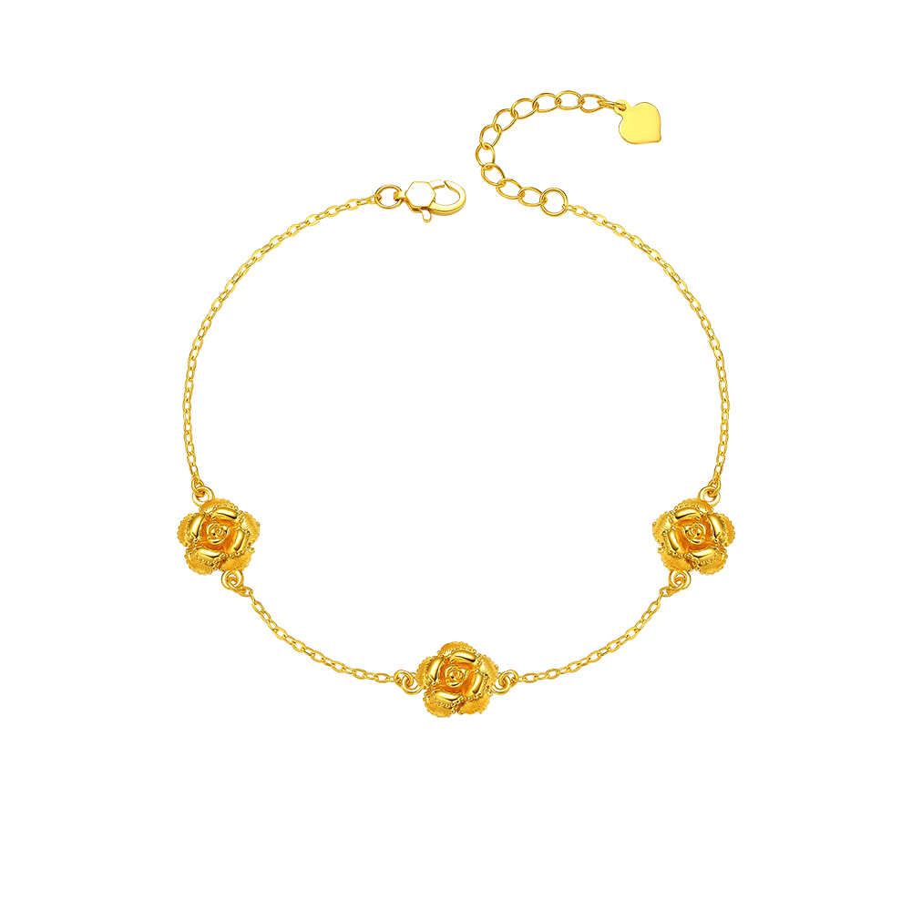 天天爱上新光影金"茶花恋语"足金手链