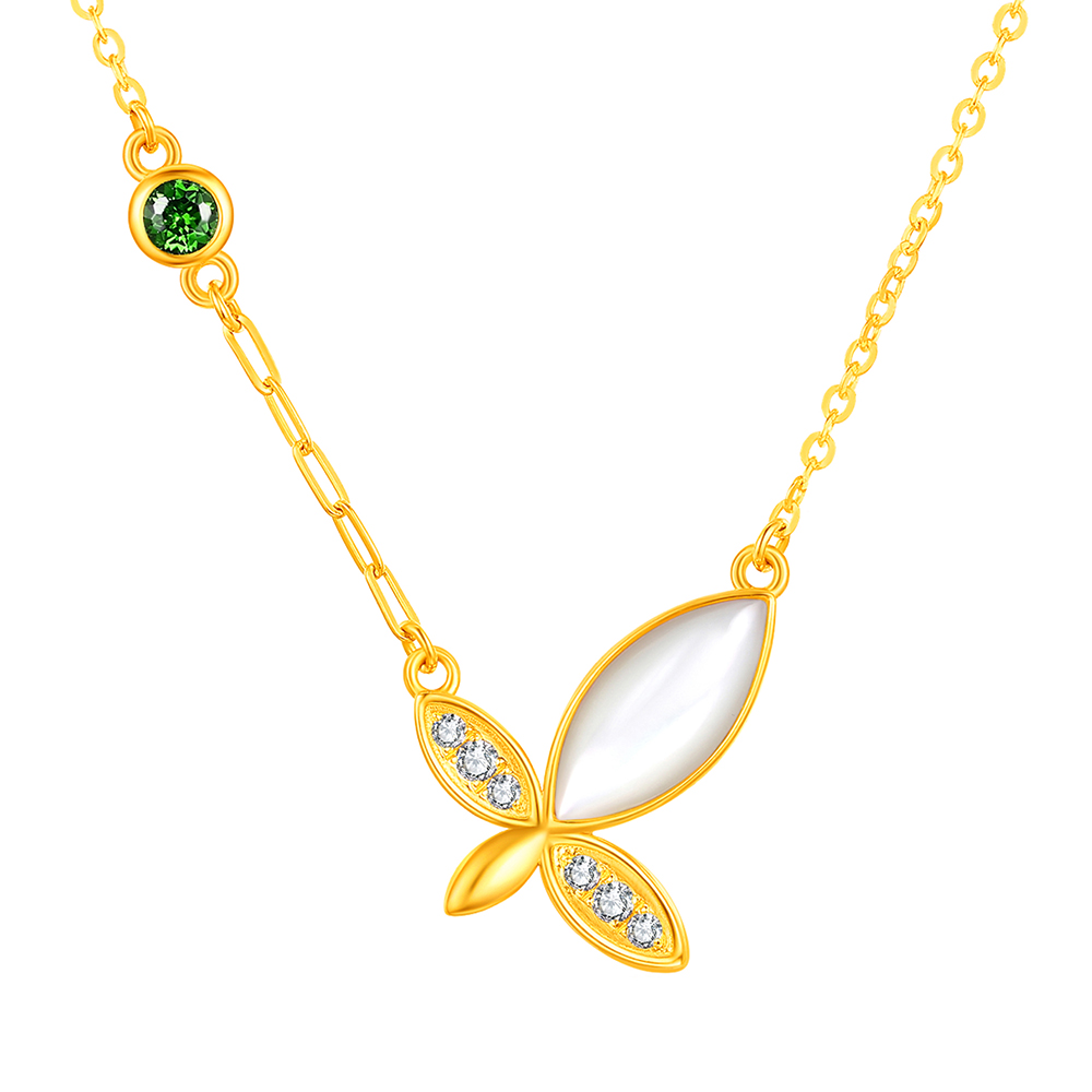 天天爱上新Goldstyle•X"魅力灵蝶"足金钻石项链