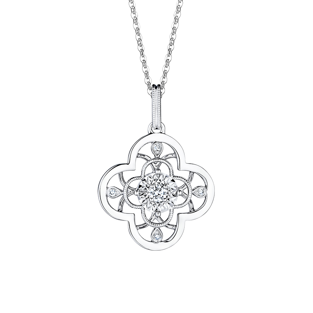 天天爱上新"幸运草"18K金钻石吊坠