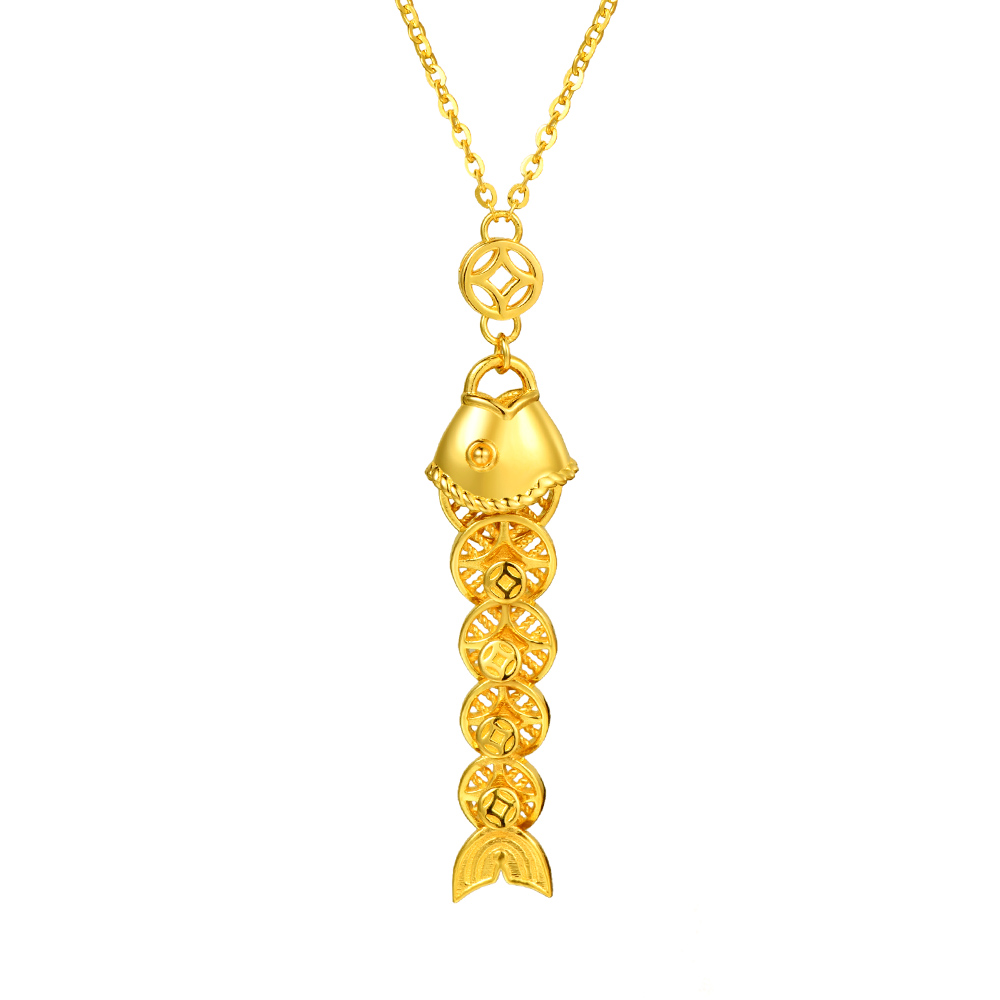 天天爱上新光影金"富贵有鱼"足金项链