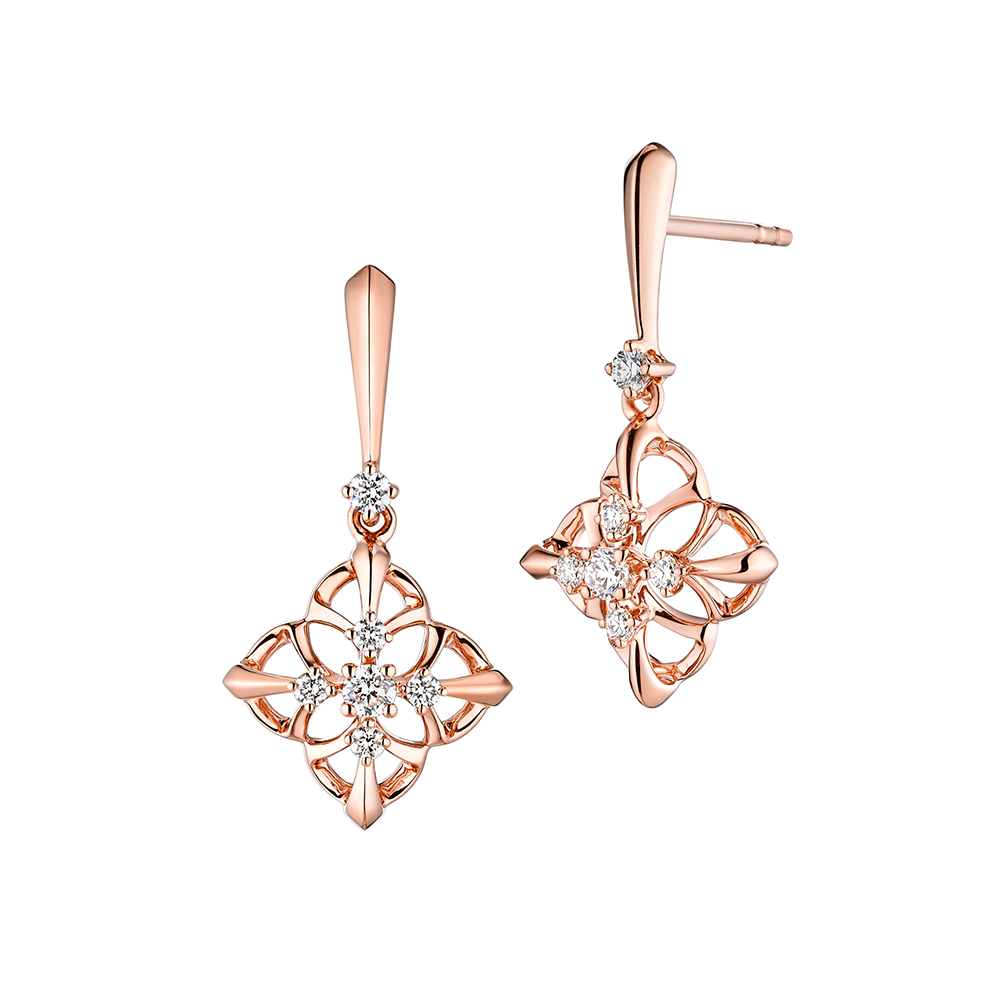 天天爱上新"星空之花"18K金钻石耳环