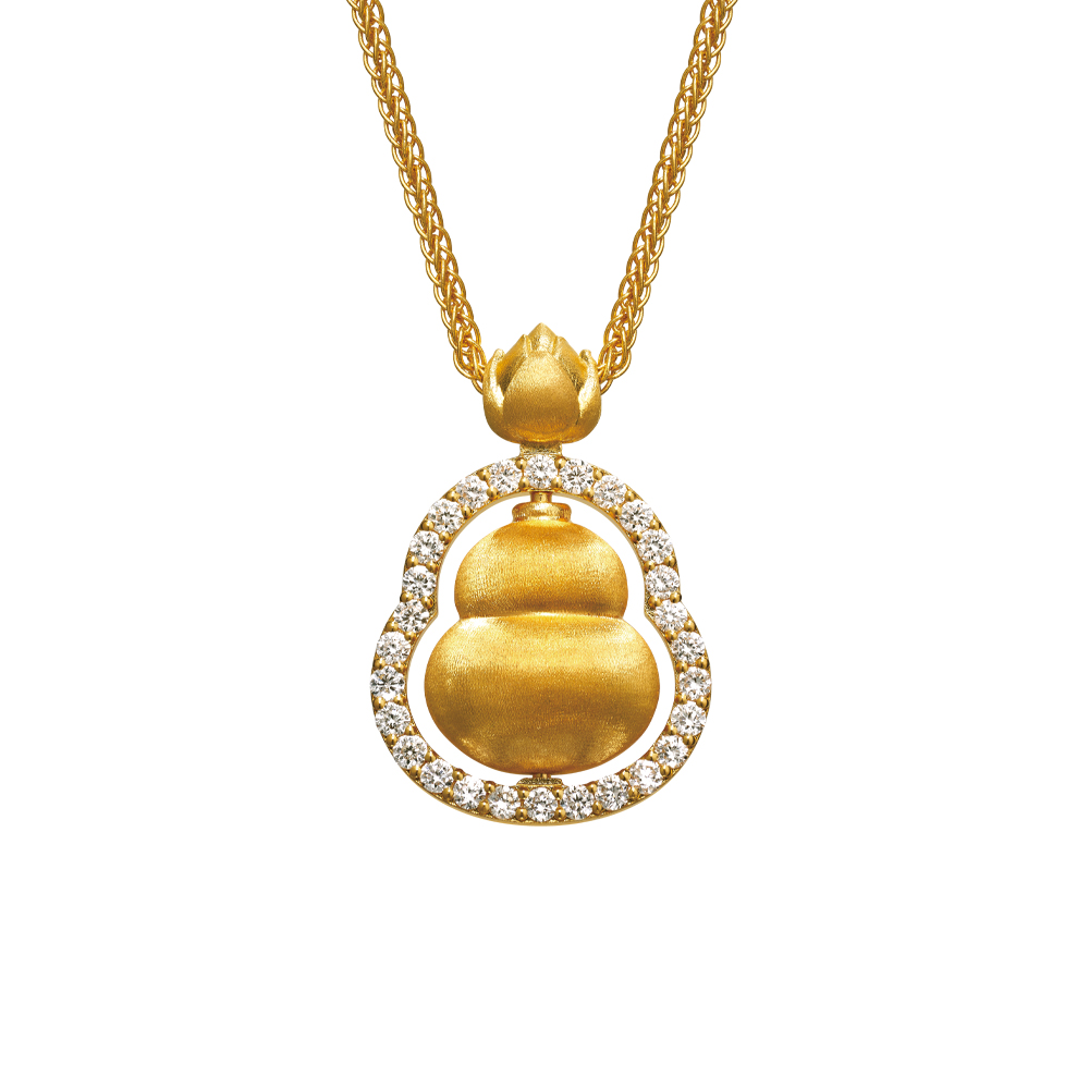 Heirloom Fortune Collection "Lotus & Gourd" Gold Diamond Necklace