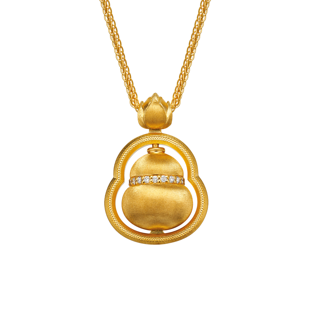 Heirloom Fortune Collection "Lotus & Gourd" Gold Diamond Necklace
