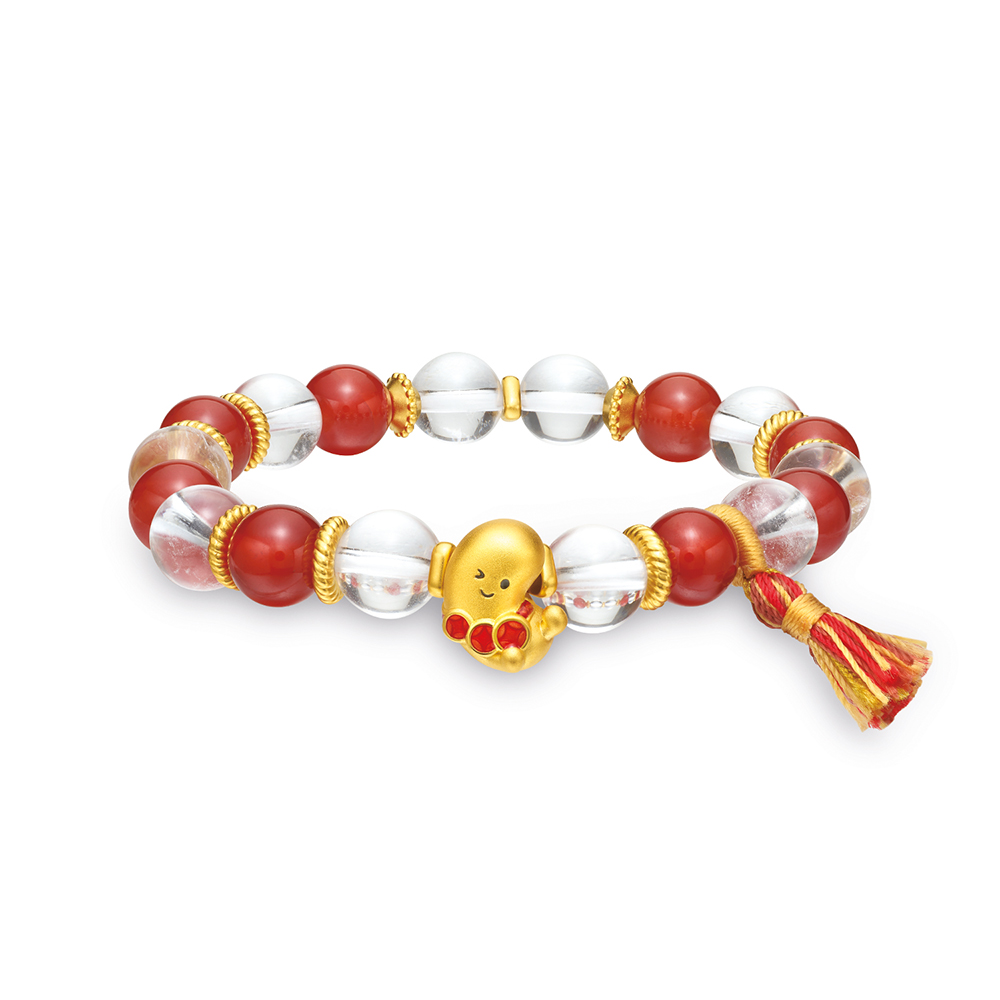 Fun Nut Collection “Wealthy Cashew” Gold Crystal Bracelet