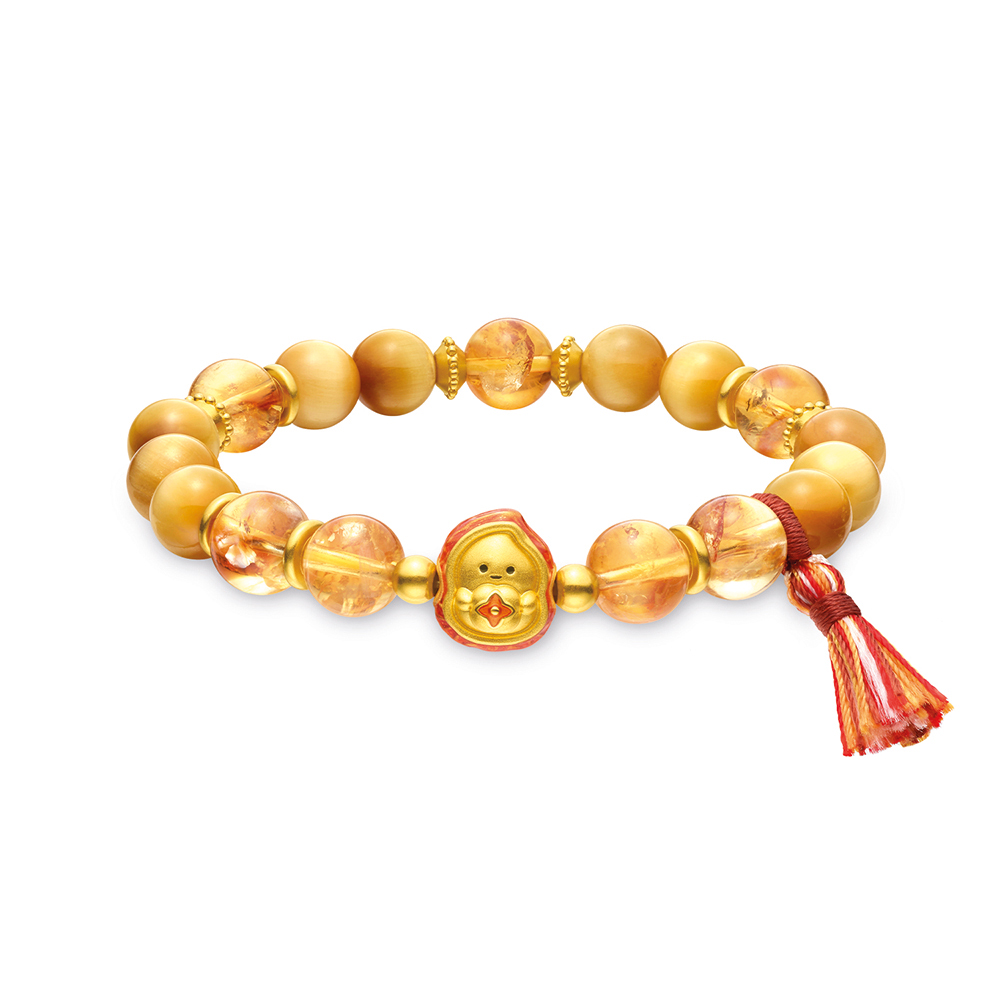 Fun Nut Collection “Lucky Peanut” Gold Crystal Bracelet