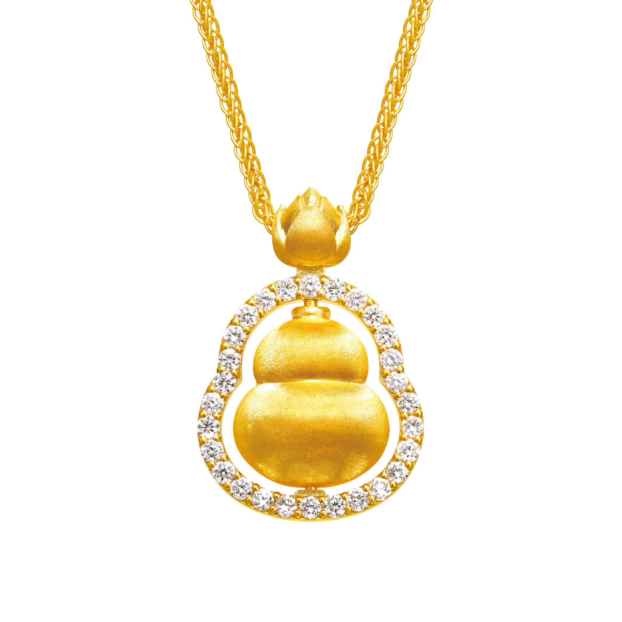 天天爱上新福满传家"宝莲金葫"足金钻石项链