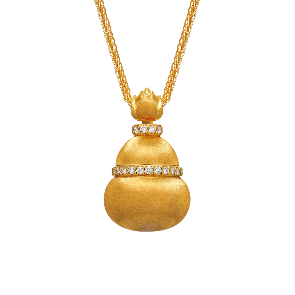 Heirloom Fortune Collection "Lotus & Gourd" Gold Diamond Necklace