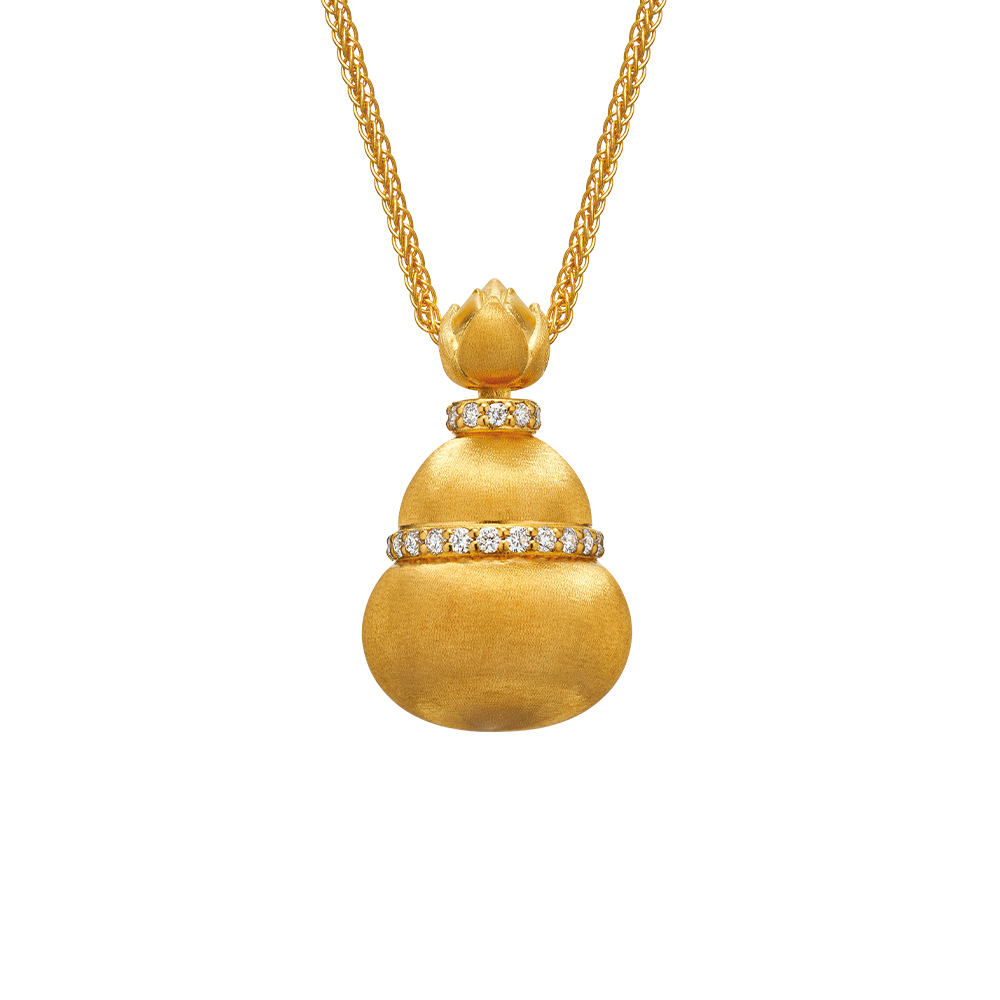 Heirloom Fortune Collection "Lotus & Gourd" Gold Diamond Necklace