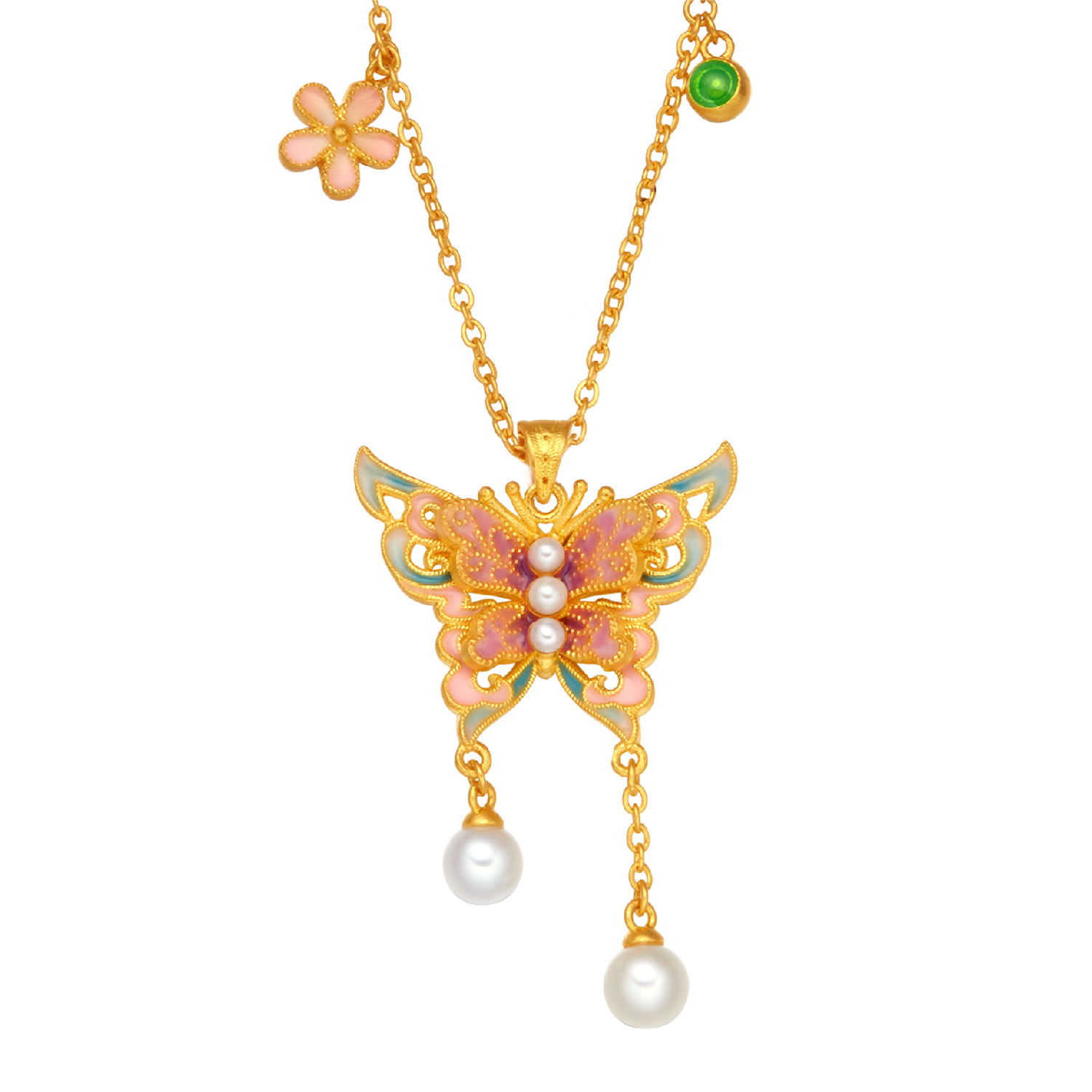 Heirloom Fortune Charm of Song Dynasty Collection "Glory Fairy Butterfly" Gold Necklace