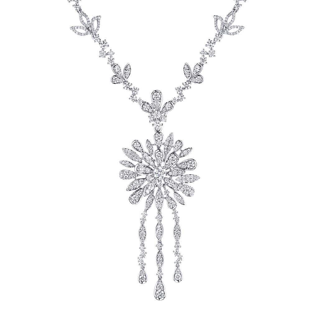 天天爱上新"绮梦花火"18K金钻石项链