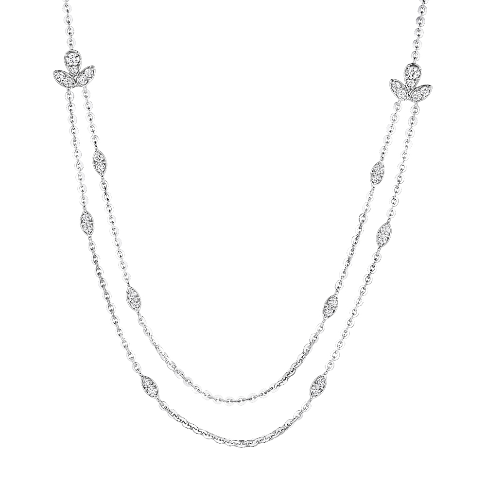 天天爱上新"叶舞星河"18K金钻石项链