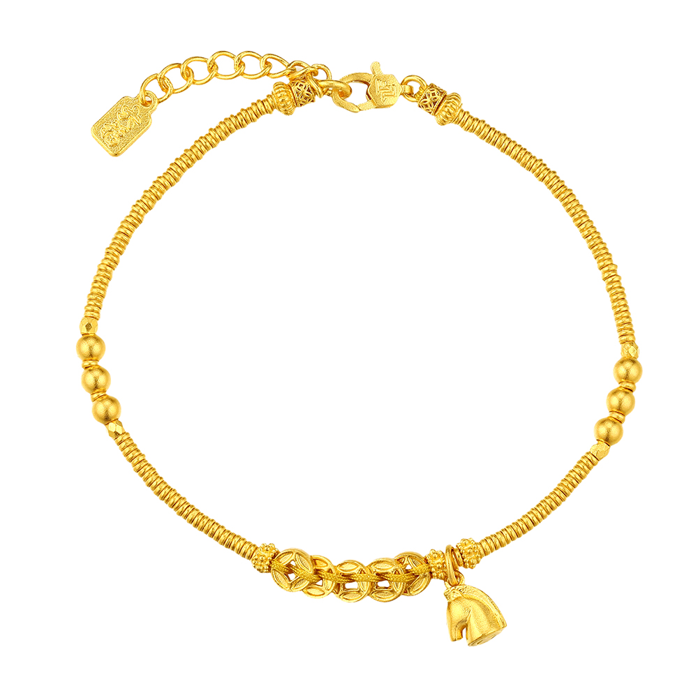天天爱上新福满传家"马上有钱"足金手链