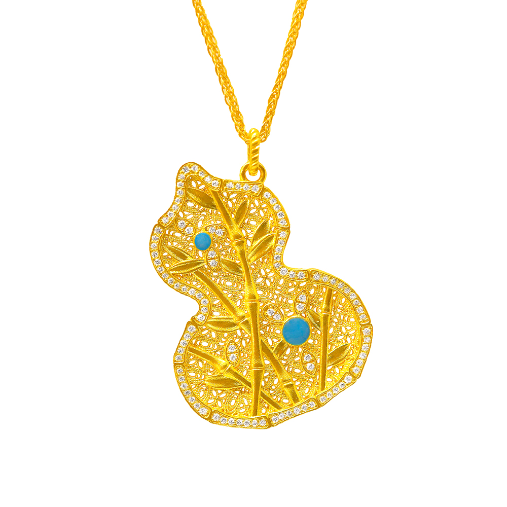 天天爱上新福满传家"福禄高升"足金钻石项链