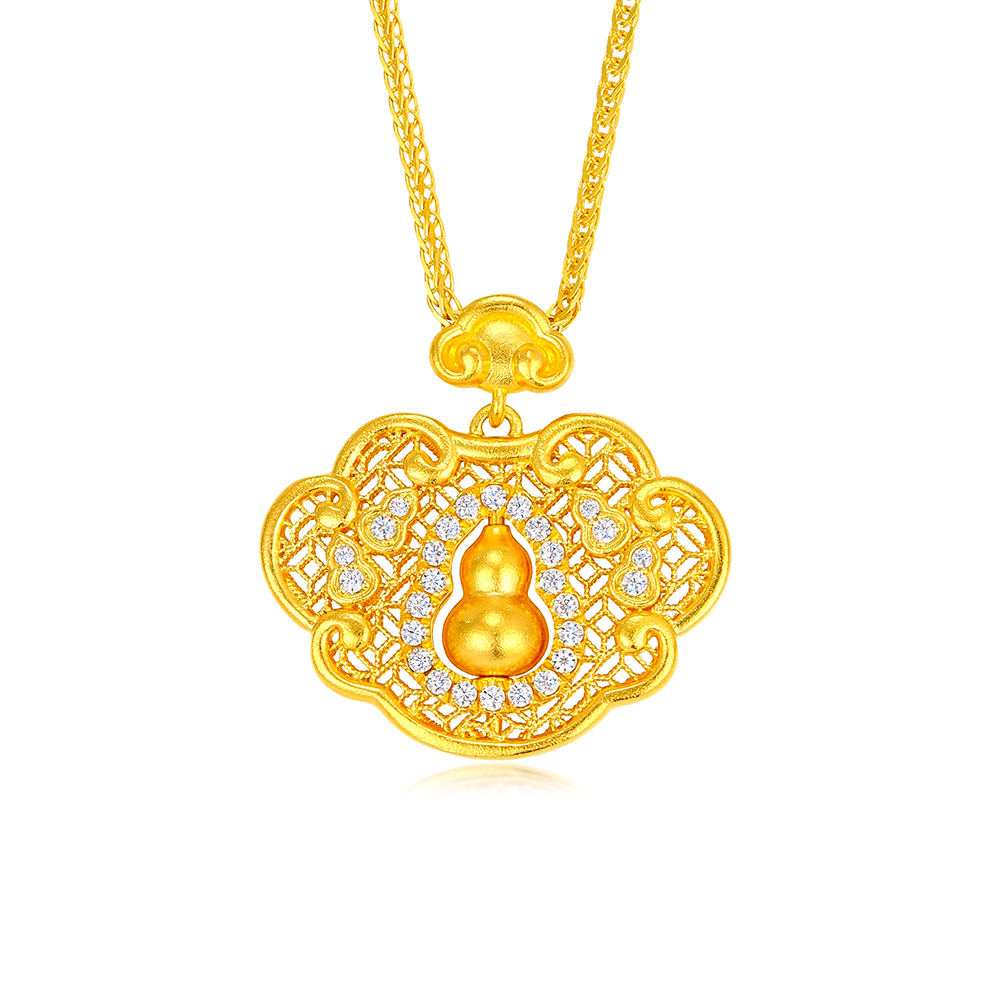 天天爱上新福满传家"福转如意"足金钻石项链