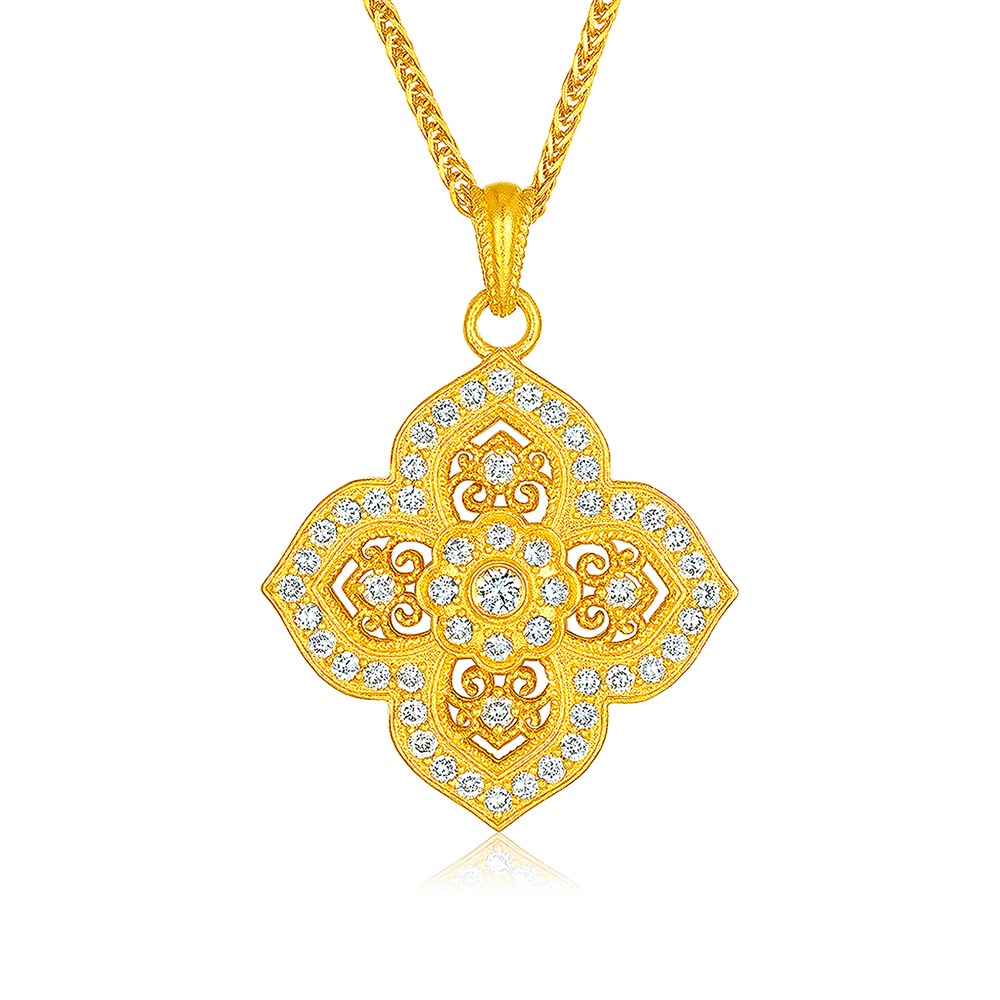 天天爱上新福满传家"事事如愿"足金钻石项链