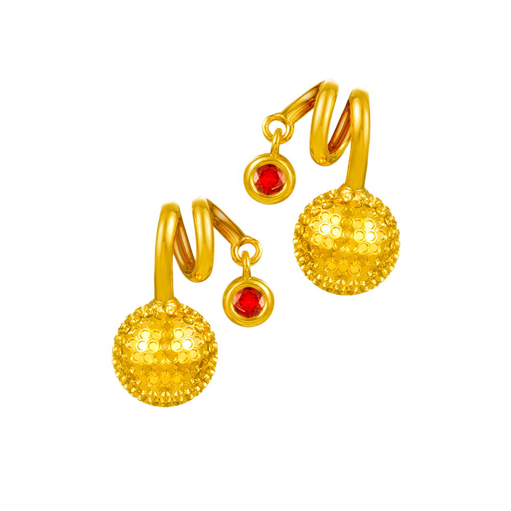 天天爱上新Goldstyle•X"魅力焦点"足金红宝石耳环