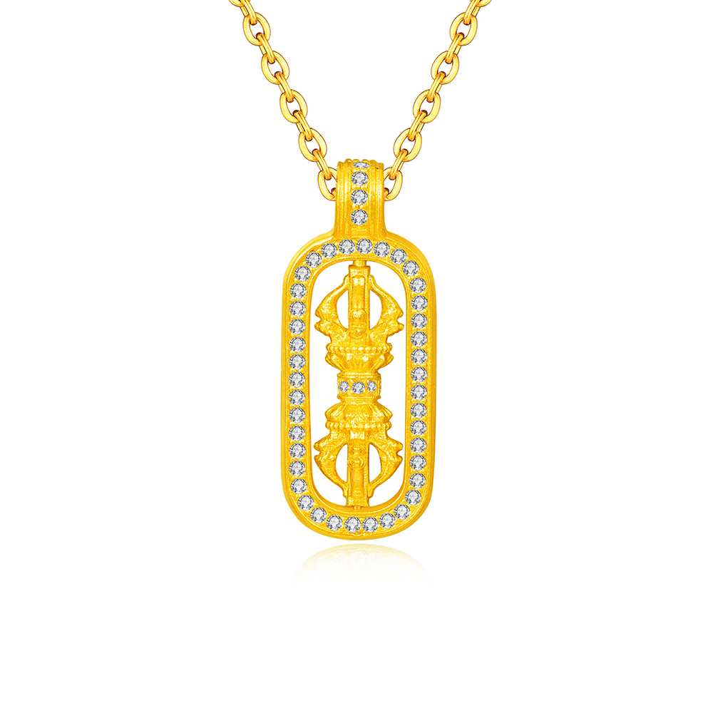 天天爱上新福满传家"福杵慧语"足金钻石吊坠