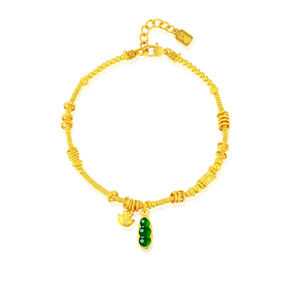 天天爱上新福满传家"翠韵福豆"足金手链