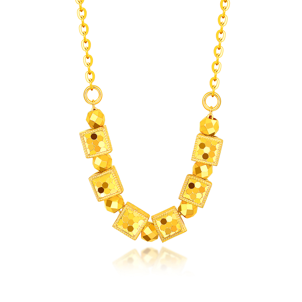 天天爱上新光影金"摩登小方糖"足金项链