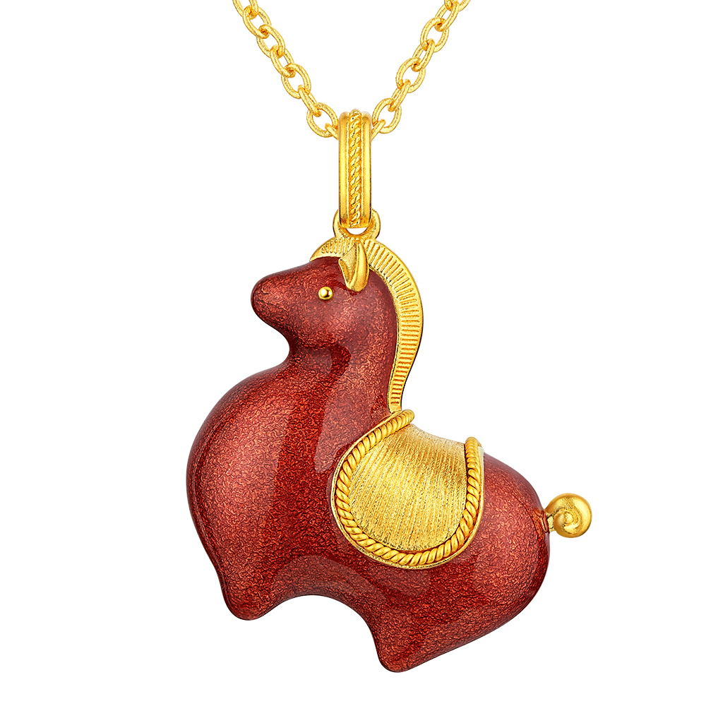 Night Banquet in Tang Palace Jewellery Collection Tang Coloured Chubby Horse Gold Pendant