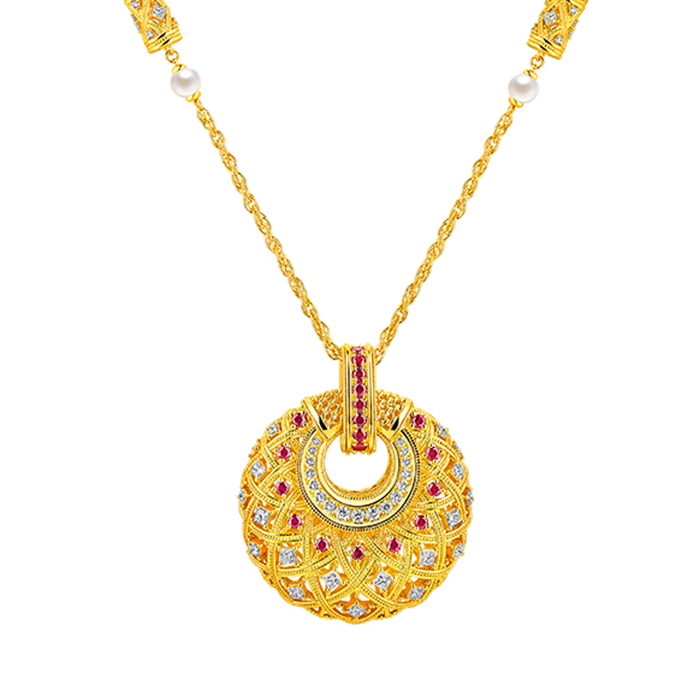 Night Banquet in Tang Palace Jewellery Collection “Tang Blossoms” Gold Ruby and Diamond Necklace