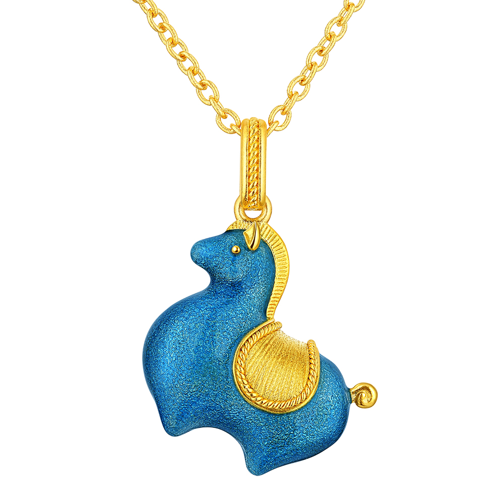 Night Banquet in Tang Palace Jewellery Collection “Tang Coloured Chubby Horse” Gold Necklace