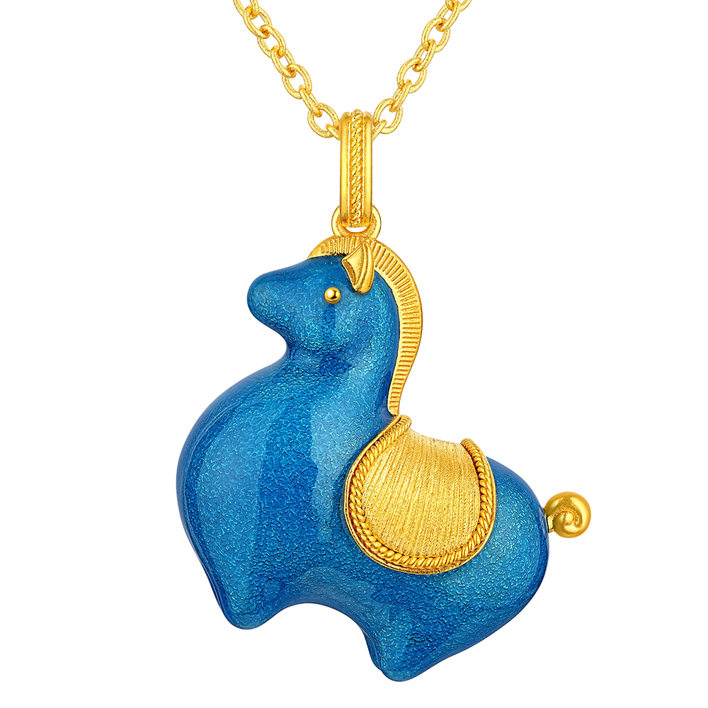Night Banquet in Tang Palace Jewellery Collection “Tang Coloured Chubby Horse” Gold Pendant