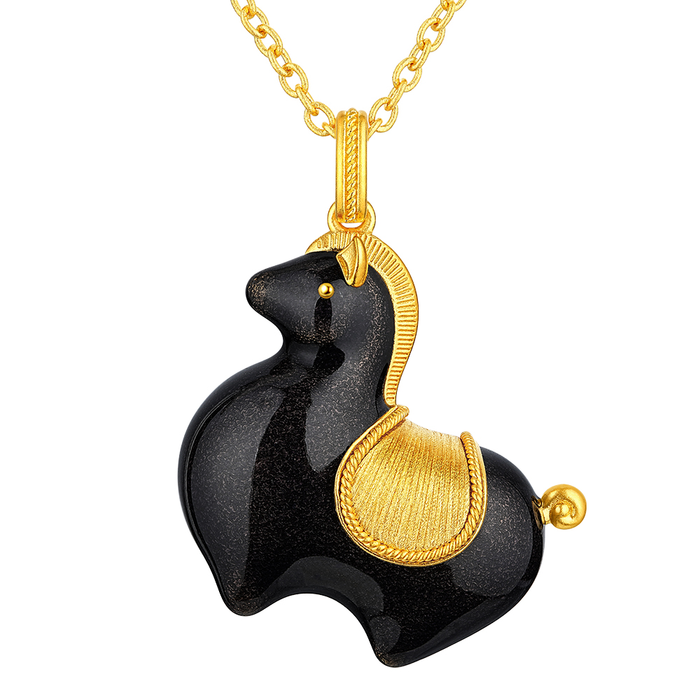 Night Banquet in Tang Palace Jewellery Collection Tang Coloured Chubby Horse Gold Pendant