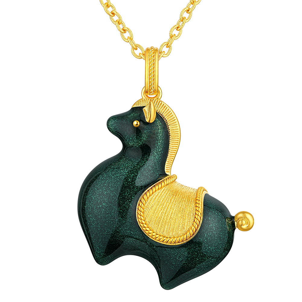 Night Banquet in Tang Palace Jewellery Collection “Tang Coloured Chubby Horse” Gold Pendant