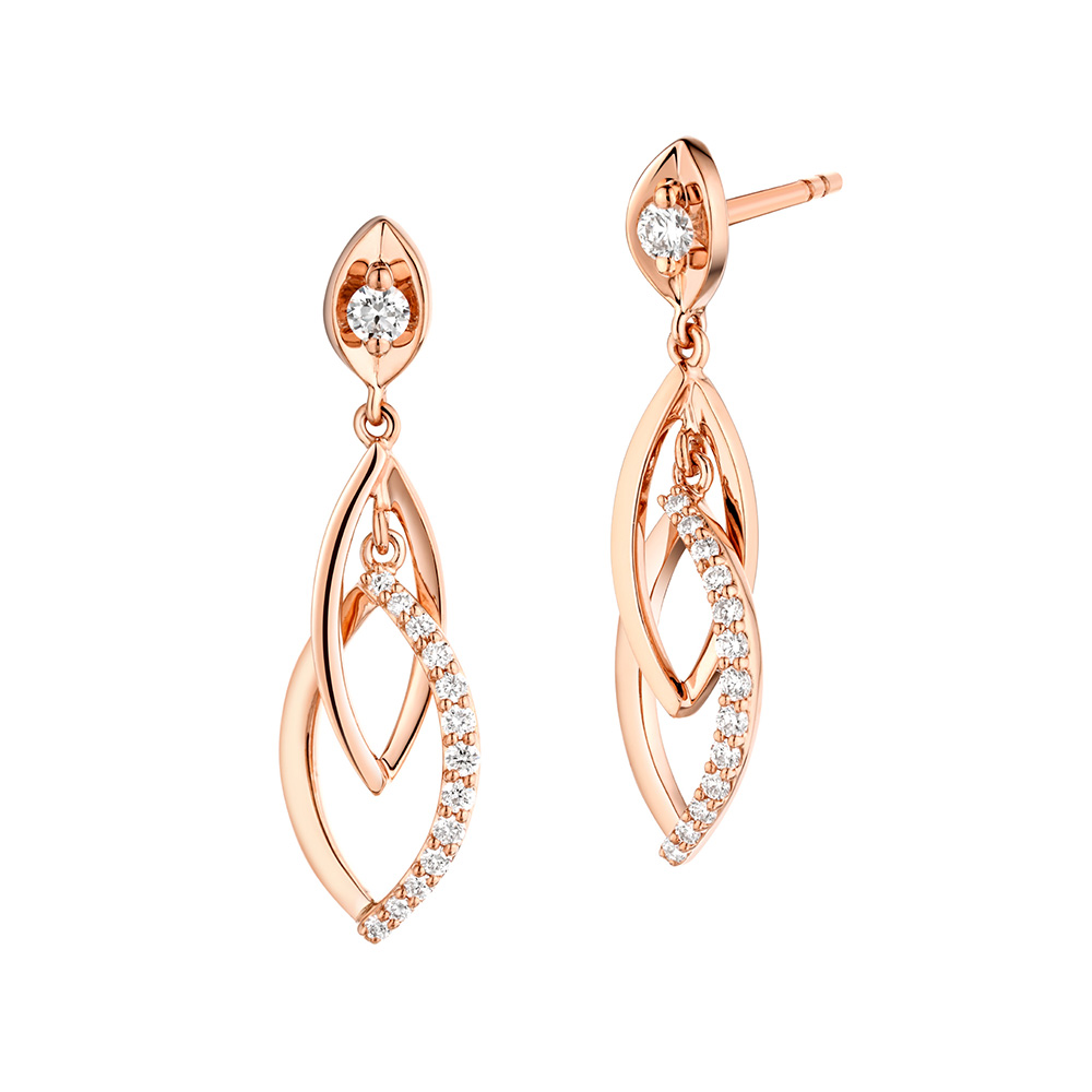 天天爱上新"灵动几何"18K金钻石耳环