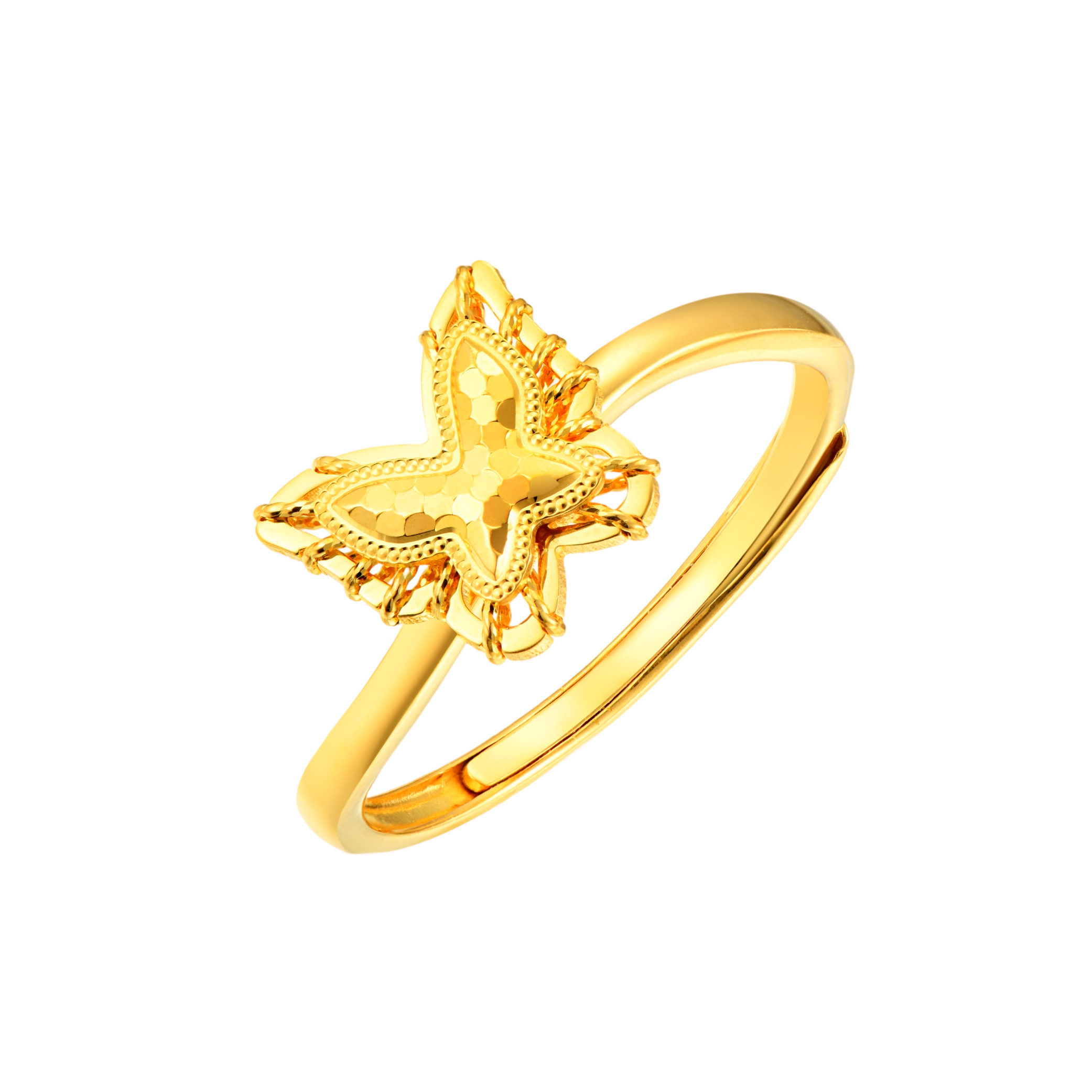 天天爱上新光影金"蝶舞流金"足金戒指