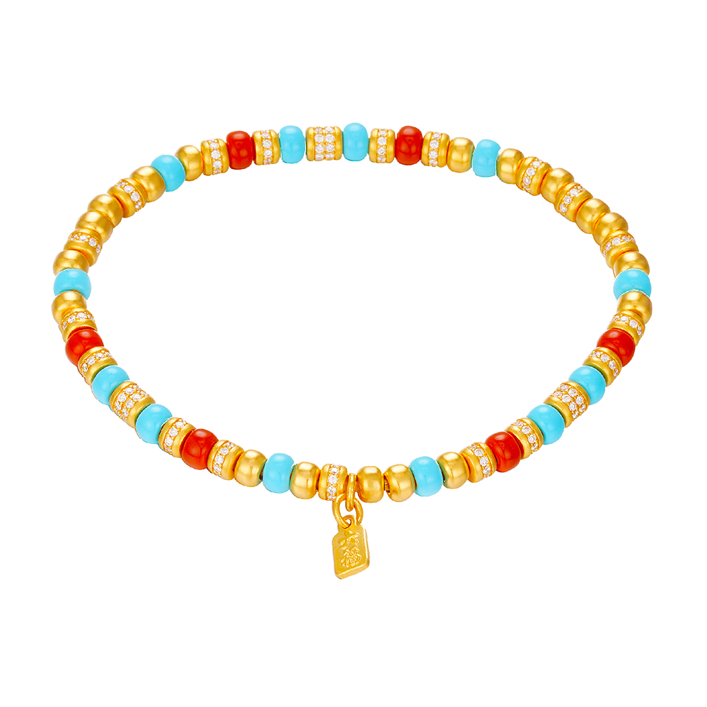 天天爱上新福满传家"鸿运高升"足金钻石手链