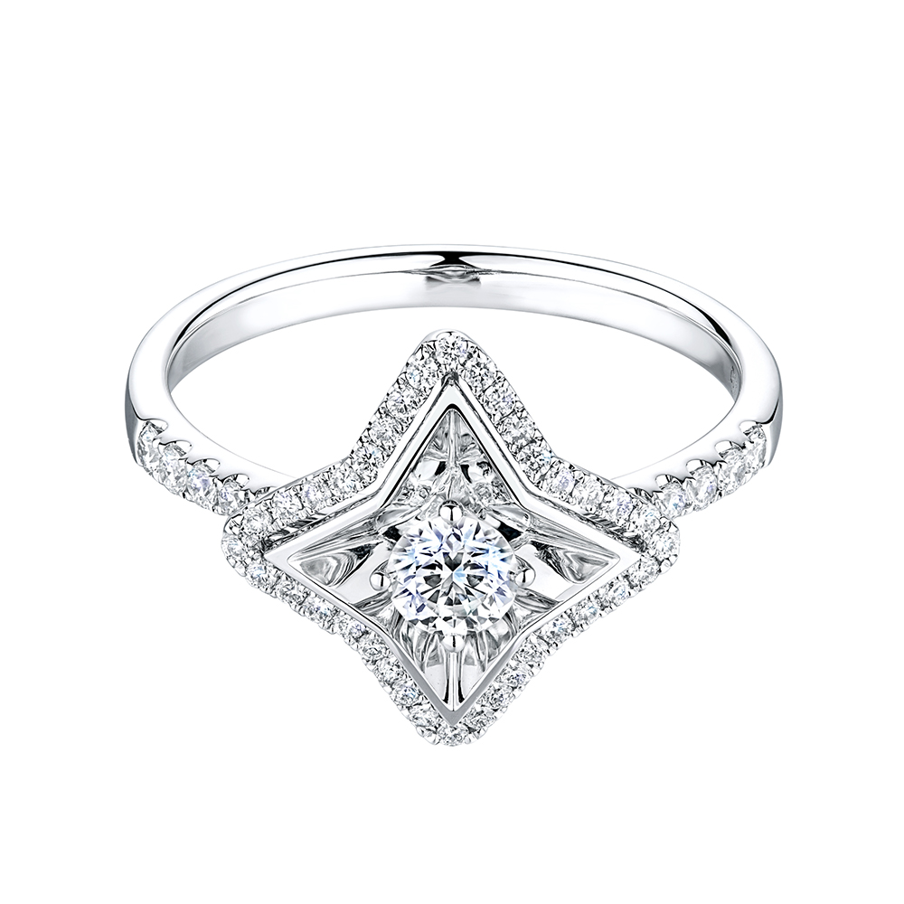 天天爱上新"炫钻星芒"18K金钻石戒指