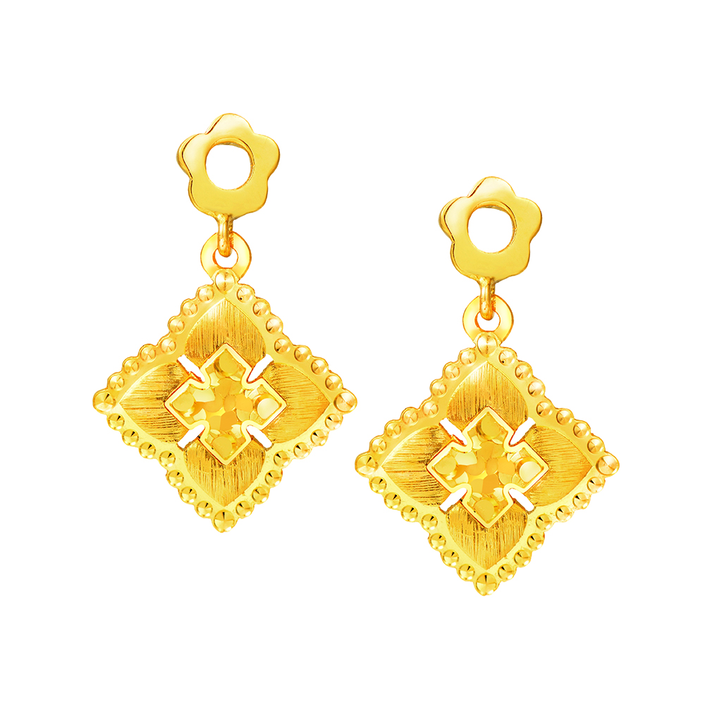 天天爱上新光影金"幸运菱光"足金耳环