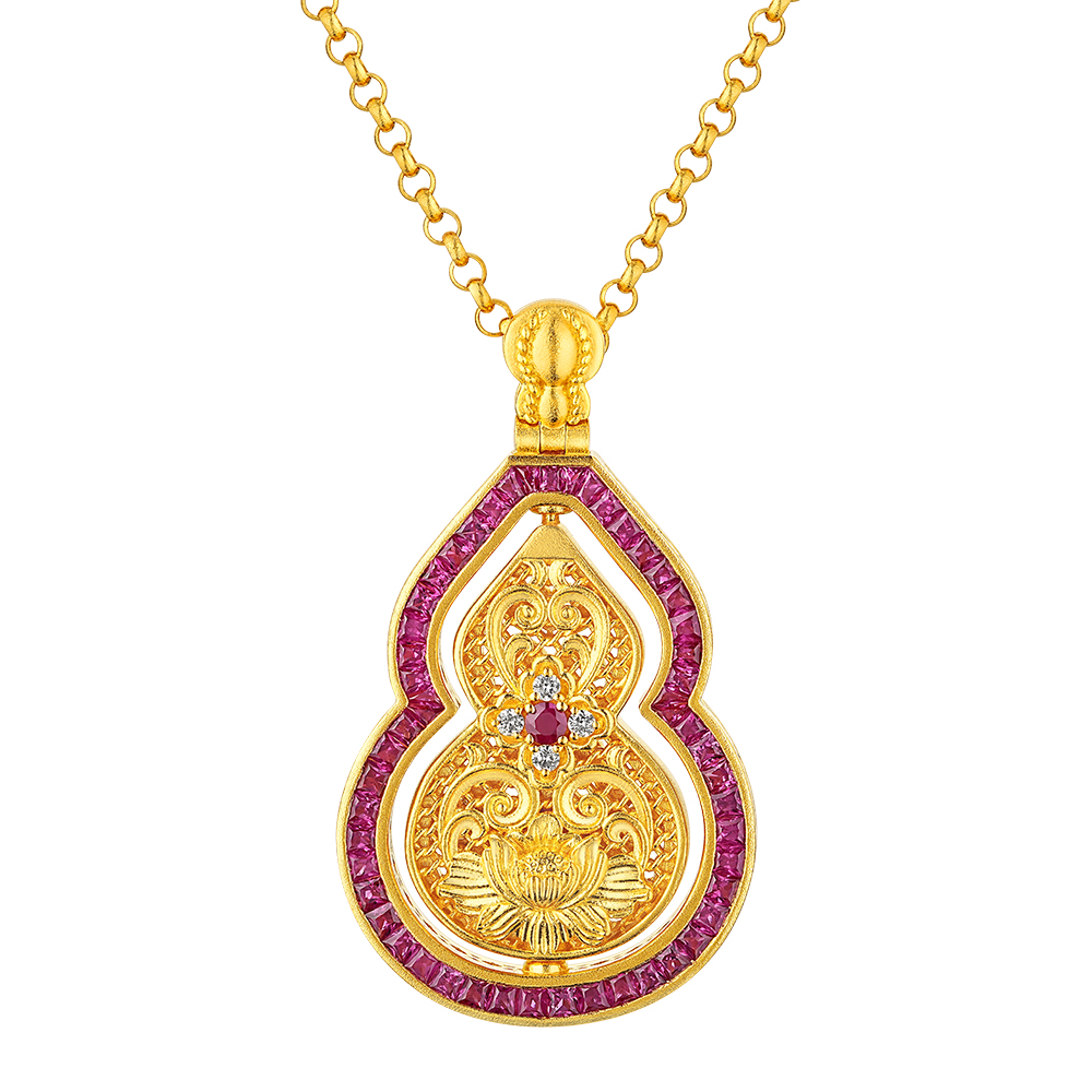 Night Banquet in Tang Palace Jewellery Collection “Treasure Gourd Gold Ruby and Diamond Necklace